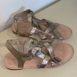 Zara Girls Gold Sandals Soft Strappy Size 2.5